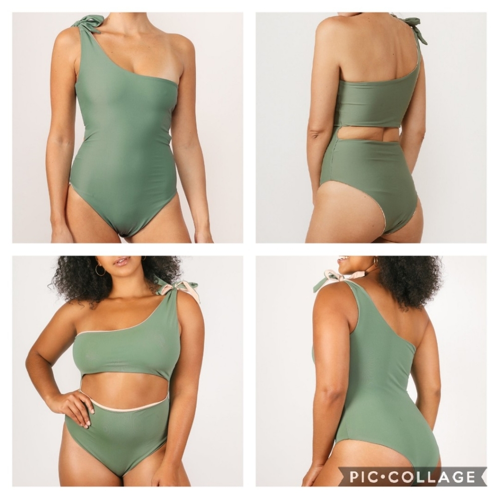 FLEUR Swim | NWT Iris One Piece Reversible Swimsuit Green Small